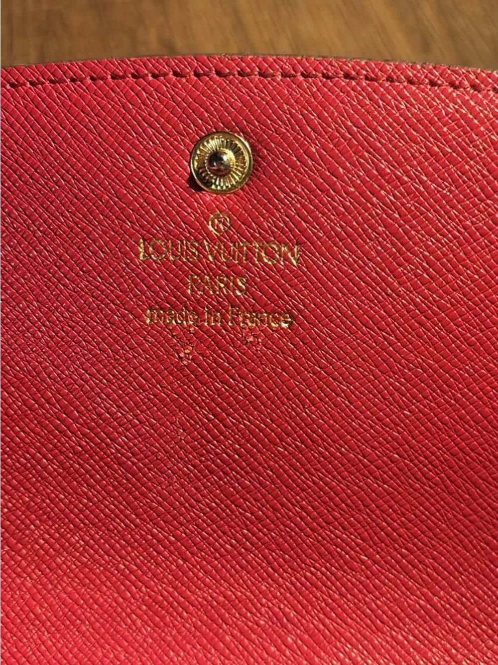 Louis Vuitton Brown Monogram  Emilie  Wallet with Red Snap